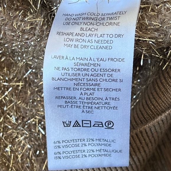 NWT Maeve by Anthropology Women’s Short Sleeve Tinsel Sweater Size M Holiday Top - Picture 6 of 11